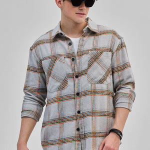 Light Grey Double Pocket Flannel Overshirt