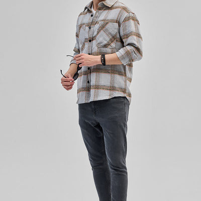 Light Grey Double Pocket Flannel Overshirt