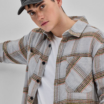 Light Grey Double Pocket Flannel Overshirt