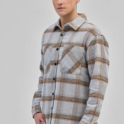 Light Grey Double Pocket Flannel Overshirt