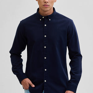 Navy Solid Twill Shirt