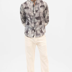 Grey Slim Fit Abstract Shirt