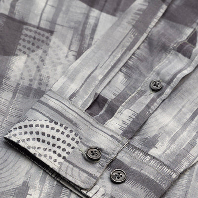 Grey Slim Fit Abstract Shirt