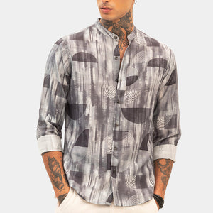 Grey Slim Fit Abstract Shirt
