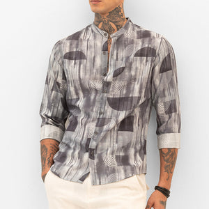 Grey Slim Fit Abstract Shirt