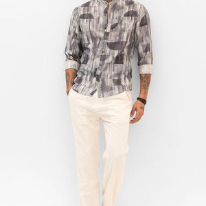 Grey Slim Fit Abstract Shirt