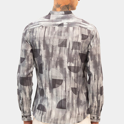 Grey Slim Fit Abstract Shirt