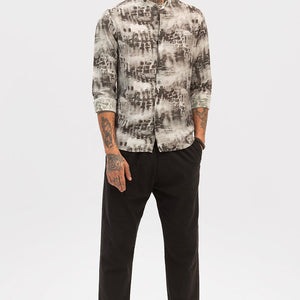 Dark Brown Slim Fit Abstract Shirt