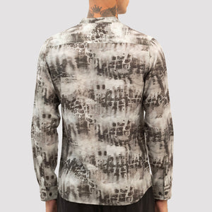 Dark Brown Slim Fit Abstract Shirt
