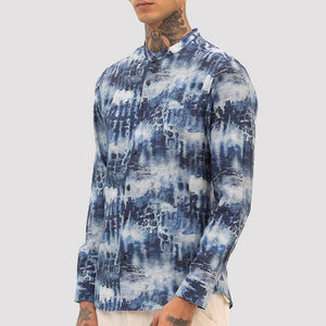 Dark Blue Slim Fit Abstract Shirt