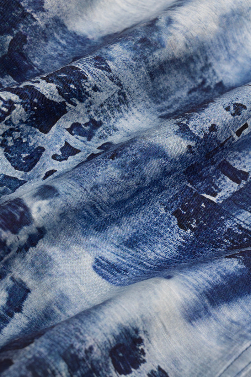 Dark Blue Slim Fit Abstract Shirt