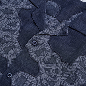 Dark Blue Textured Box Fit Shirt