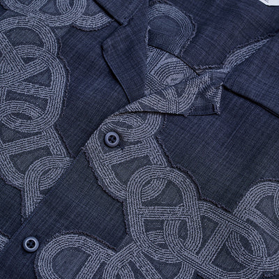 Dark Blue Textured Box Fit Shirt