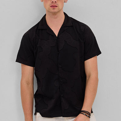 Black Textured Box Fit Shirt