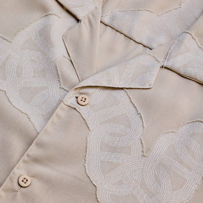 Beige Textured Box Fit Shirt
