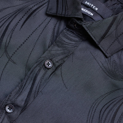 Black Self-Design Shirt