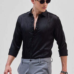 Black Self-Design Shirt