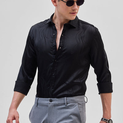 Black Self-Design Shirt