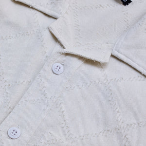 White Geometric Overshirt