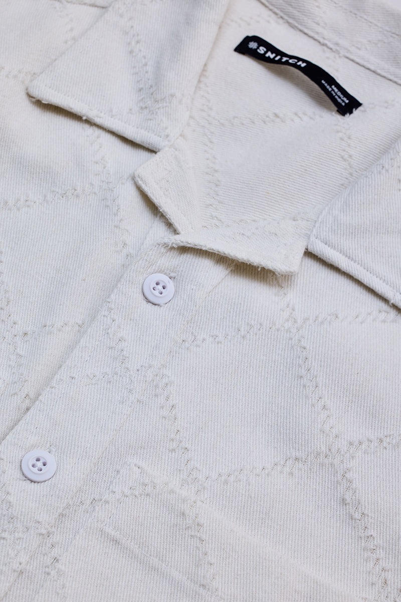 White Geometric Overshirt