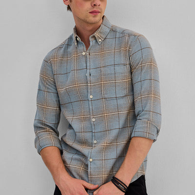 Light Blue Checks Slim Fit Shirt