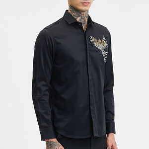 Black Embellished Slim Fit Shirt
