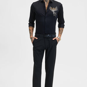 Black Embellished Slim Fit Shirt