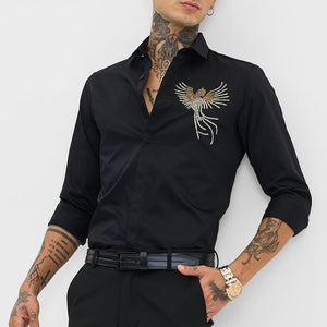 Black Embellished Slim Fit Shirt