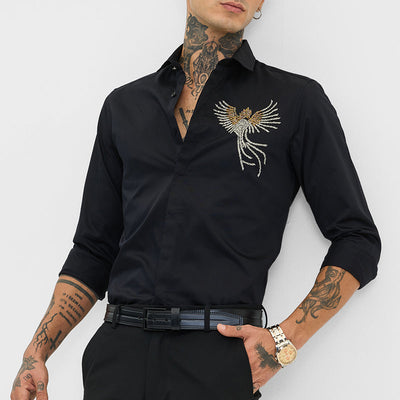 Black Embellished Slim Fit Shirt