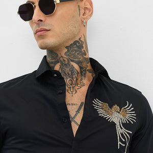 Black Embellished Slim Fit Shirt