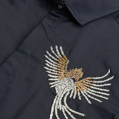 Black Embellished Slim Fit Shirt