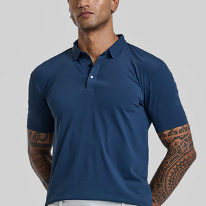 Dark Blue Textured Polo T-Shirt