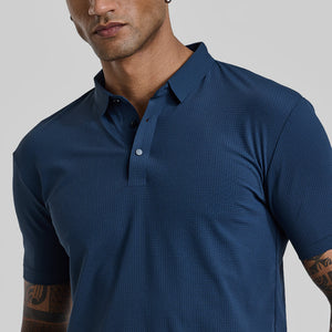 Dark Blue Textured Polo T-Shirt