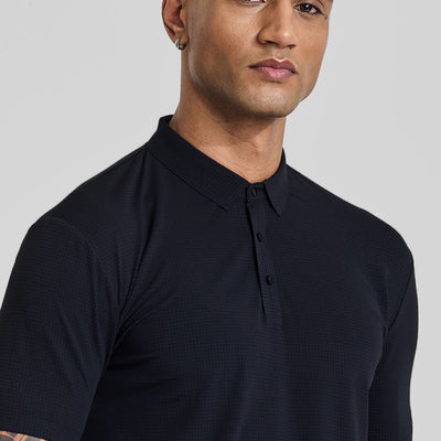 Black Textured Polo T-Shirt