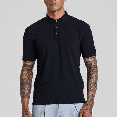 Black Textured Polo T-Shirt