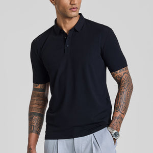Black Textured Polo T-Shirt