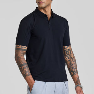 Black Textured Polo T-Shirt
