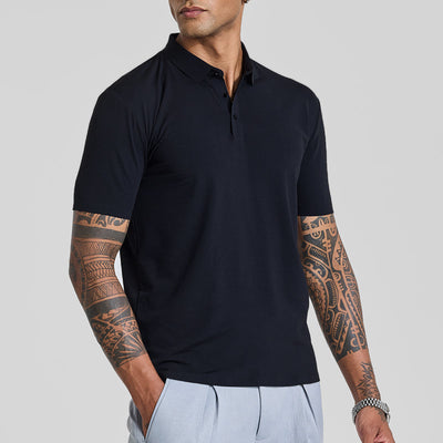 Black Textured Polo T-Shirt