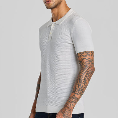 Off White Knitted Polo T-Shirt