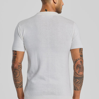 Off White Knitted Polo T-Shirt