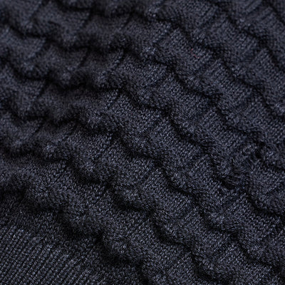 Black Zipper Knitted Polo T-Shirt