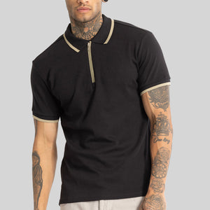 Black Zipper Polo T-Shirt