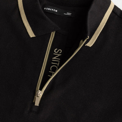Black Zipper Polo T-Shirt