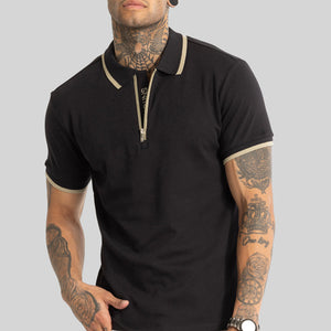 Black Zipper Polo T-Shirt