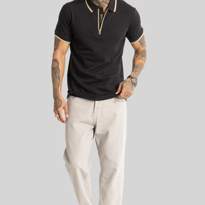 Black Zipper Polo T-Shirt