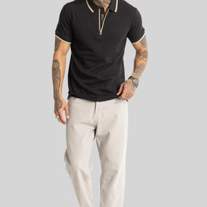 Black Zipper Polo T-Shirt
