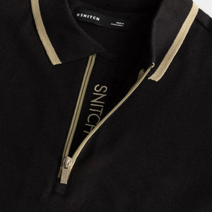 Black Zipper Polo T-Shirt