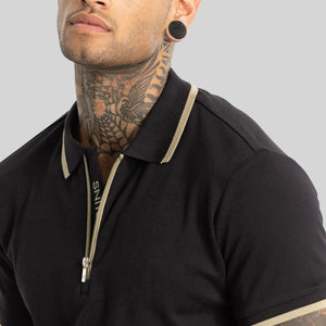 Black Zipper Polo T-Shirt