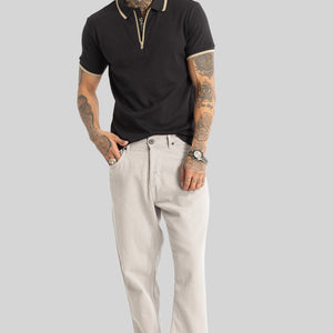 Black Zipper Polo T-Shirt