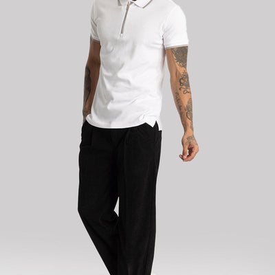 White Zipper Polo T-Shirt
